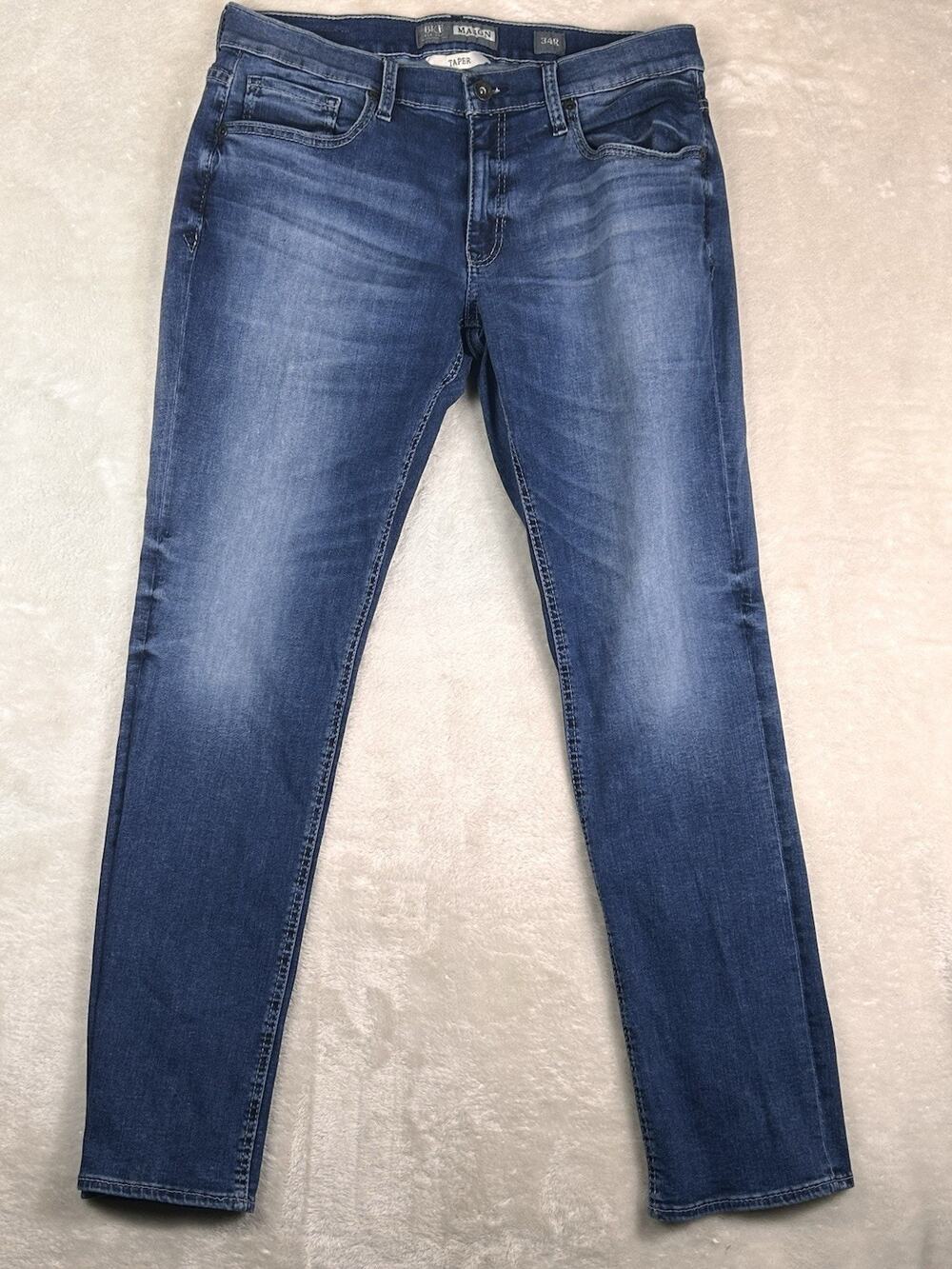 BKE Mason Jeans Blue Medium Wash Tapered Distressed Stretch Denim Men's 34R